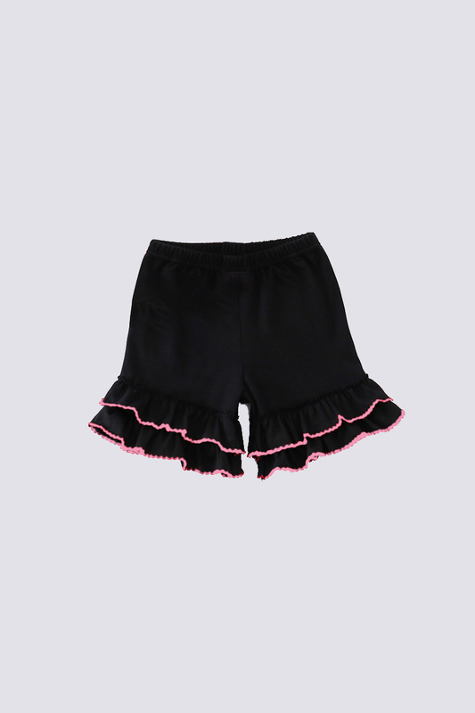 Black/pink ruffle girl shorts