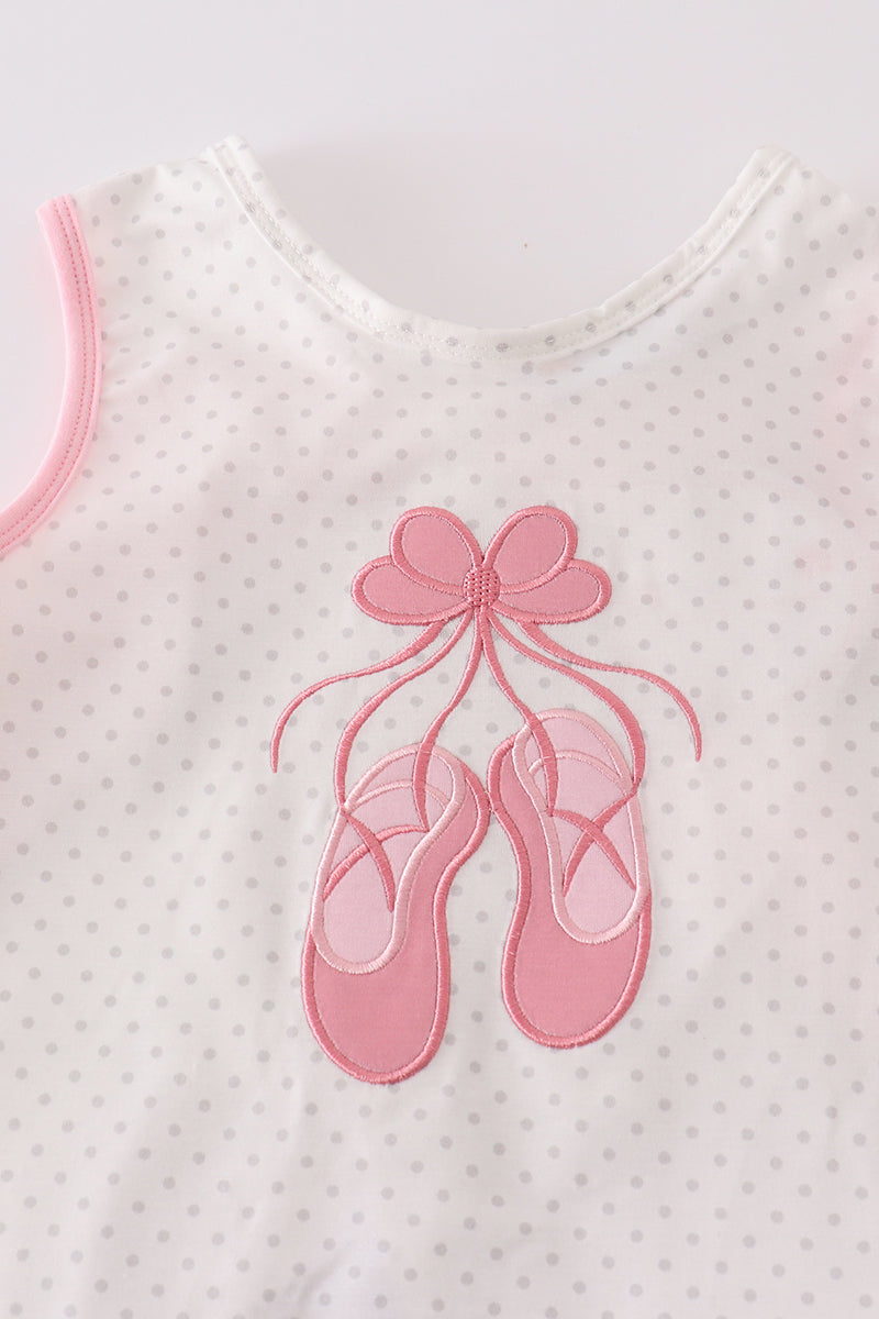 Pink ballet applique girl set