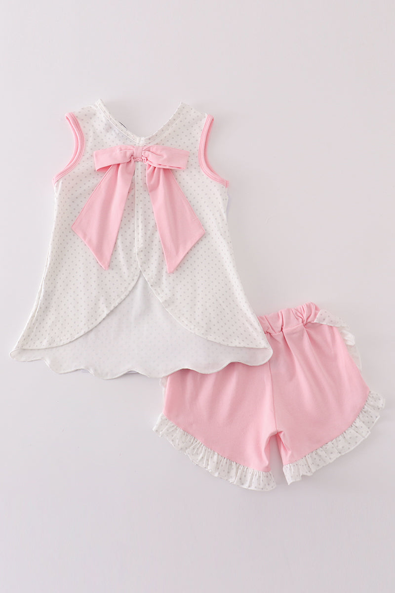 Pink ballet applique girl set