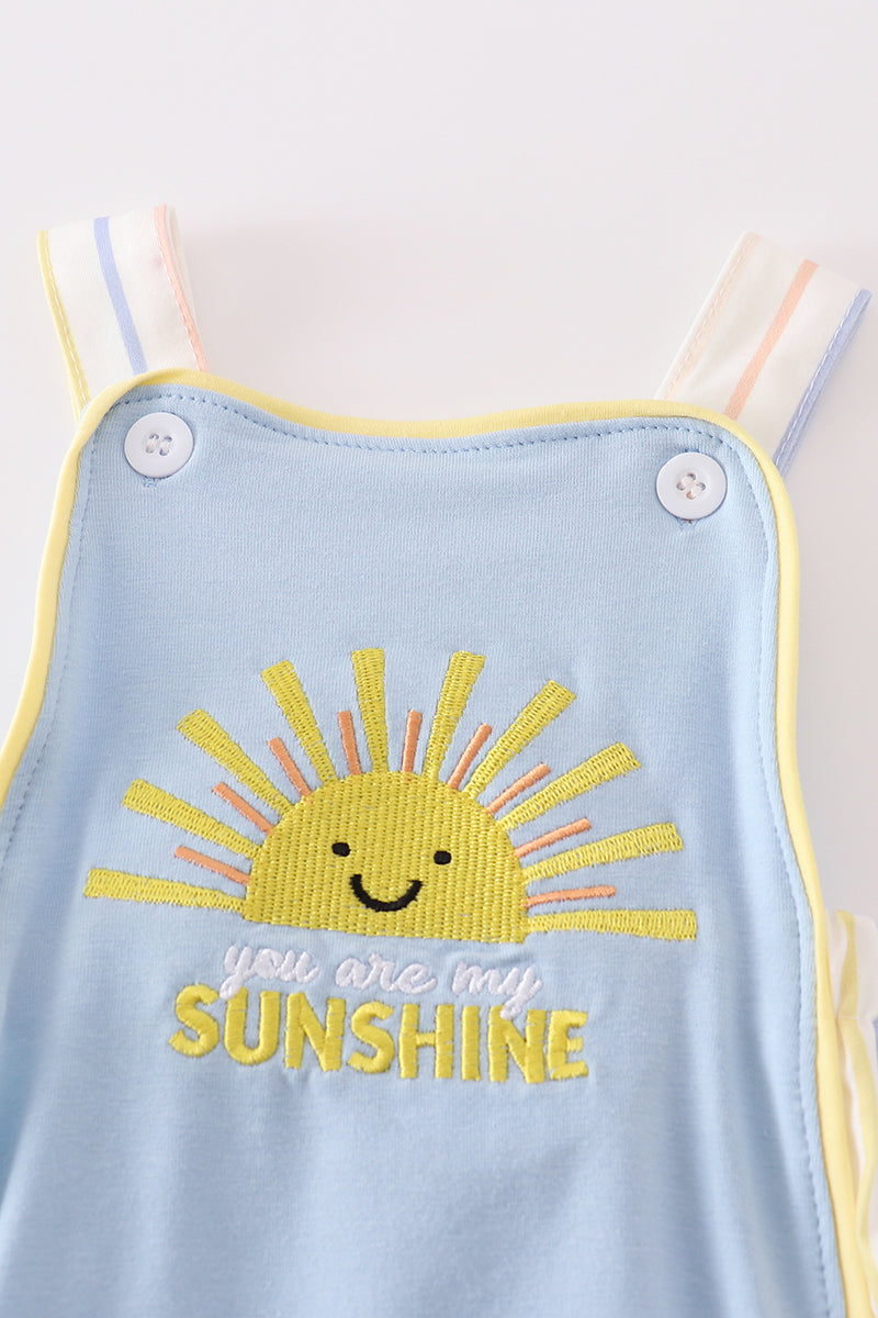 Blue you are my sunshine applique boy bubble