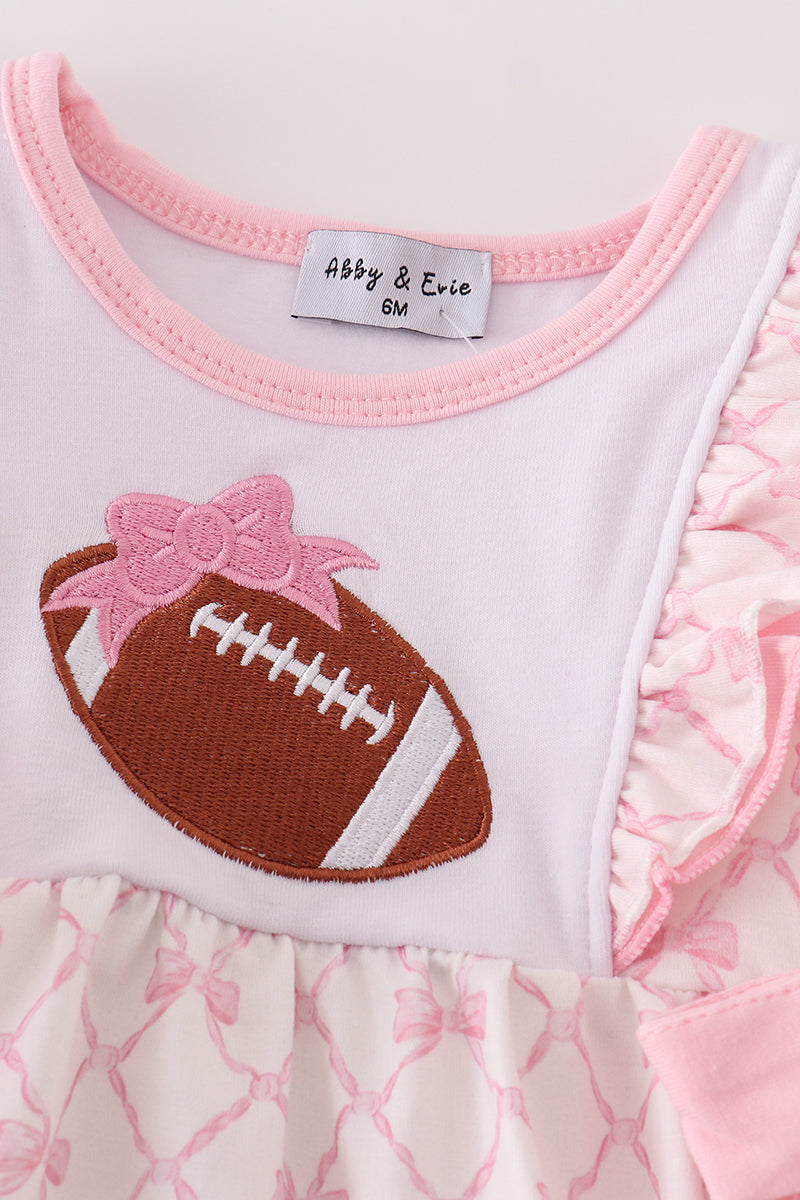 Pink bow football embroidery girl bubble