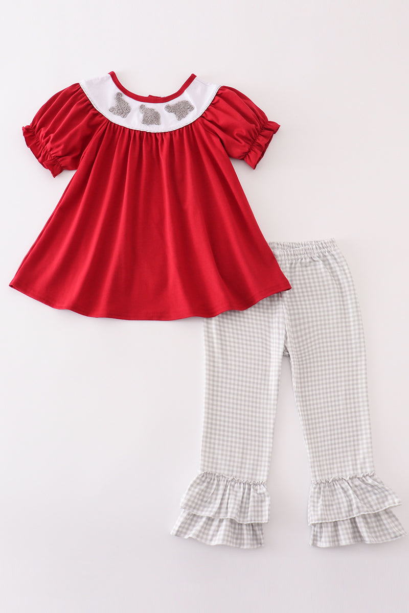 Maroon Alabama french knot girl set