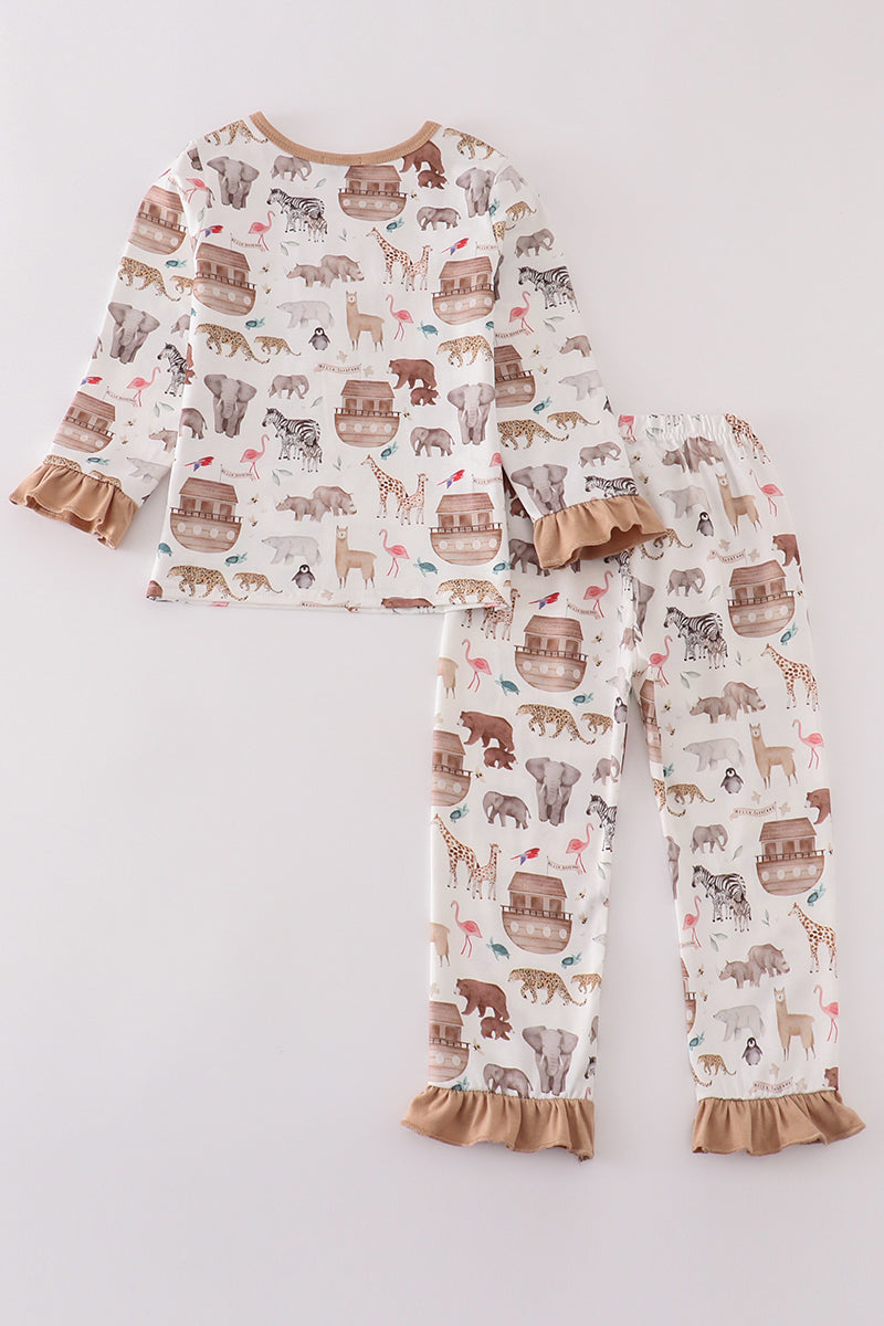 Noah's Ark animal print girl set