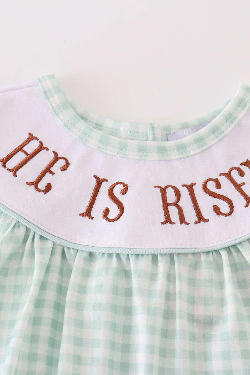 Easter he is risen embroidery girl bubble