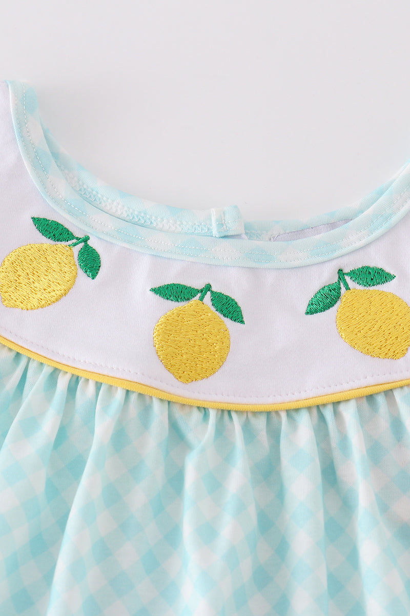 Mint lemon embroidery girl set