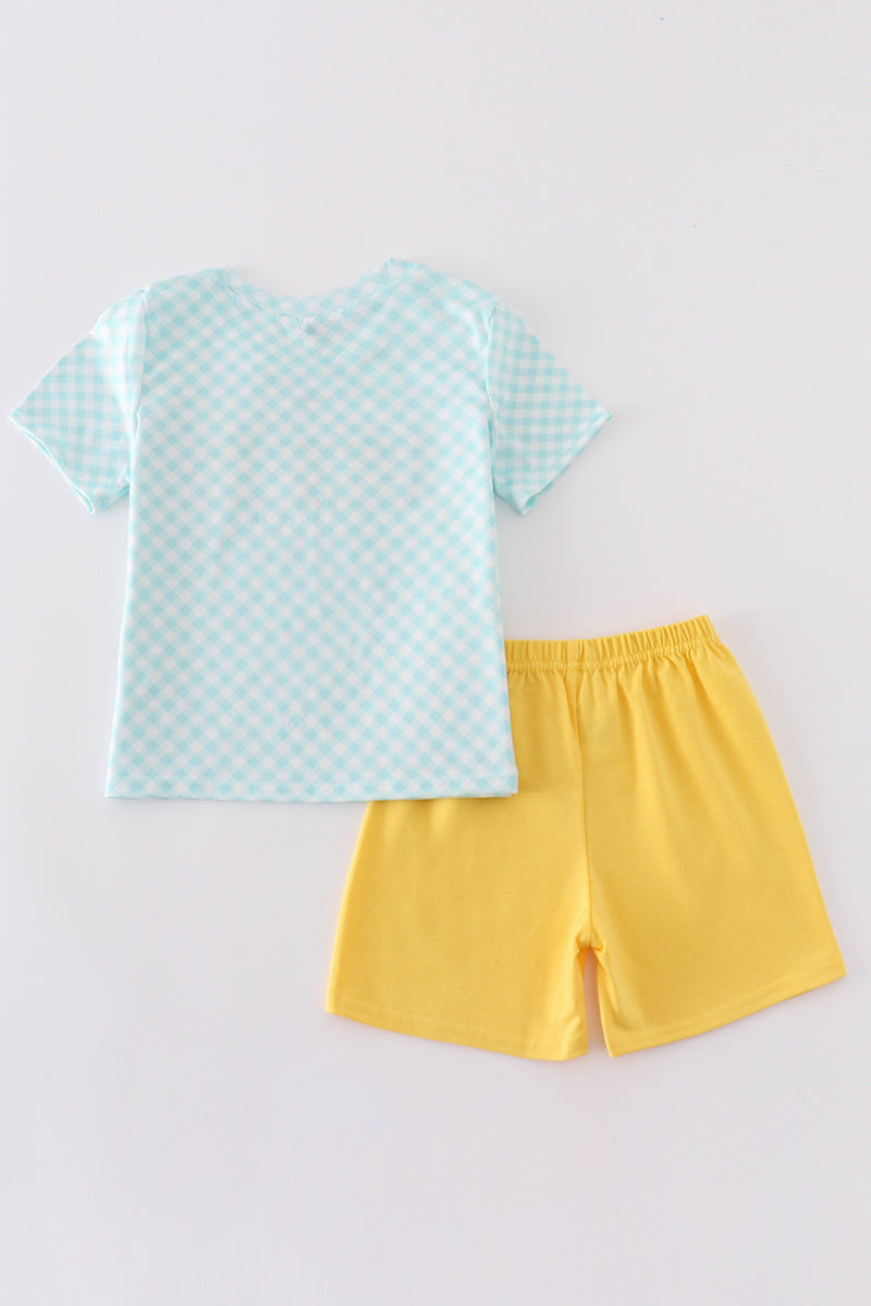 Mint lemon embroidery boy set