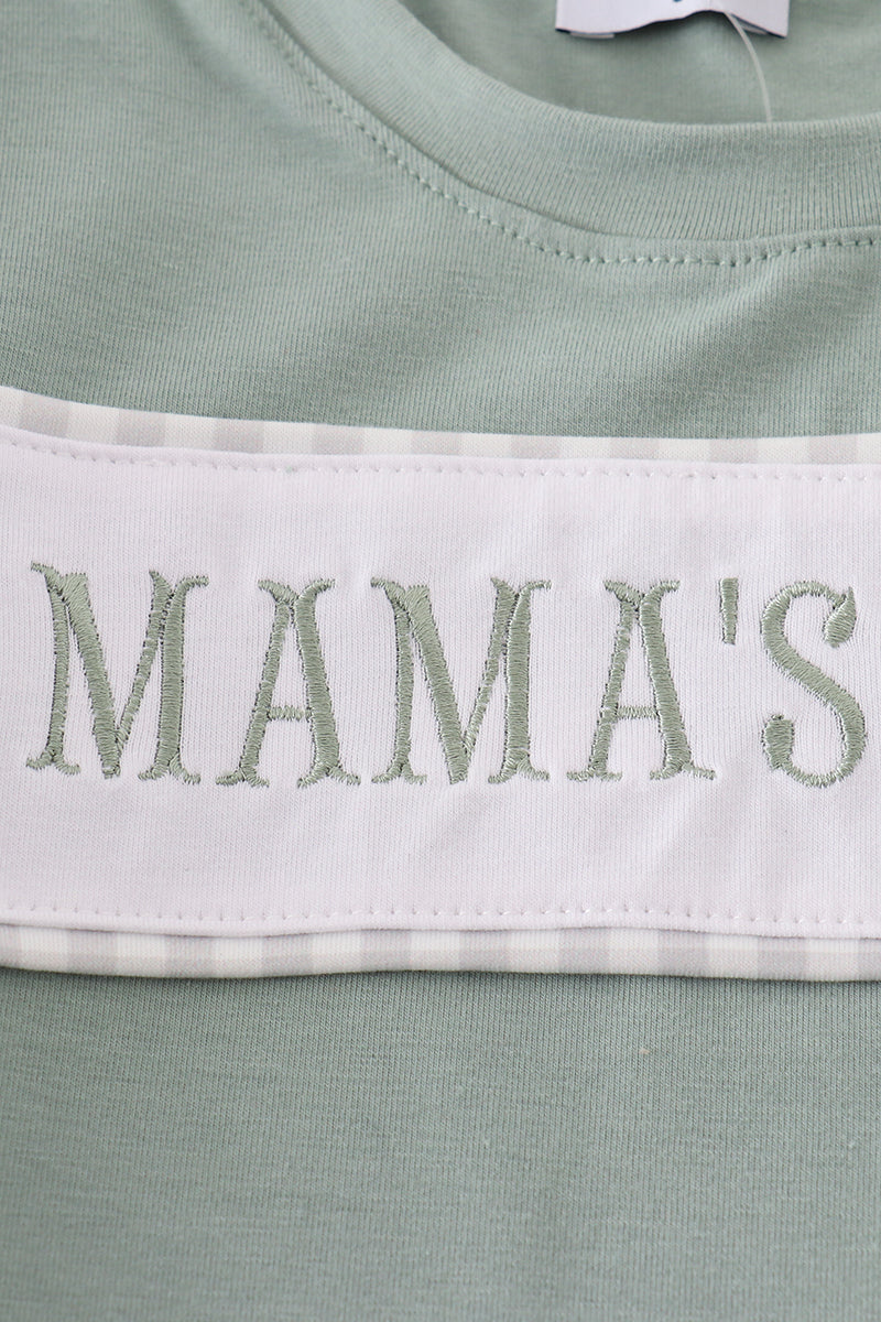 Gray MAMA'S BOY embroidery shorts set