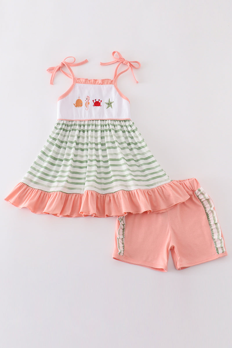 Marine creature embroidery stripe set