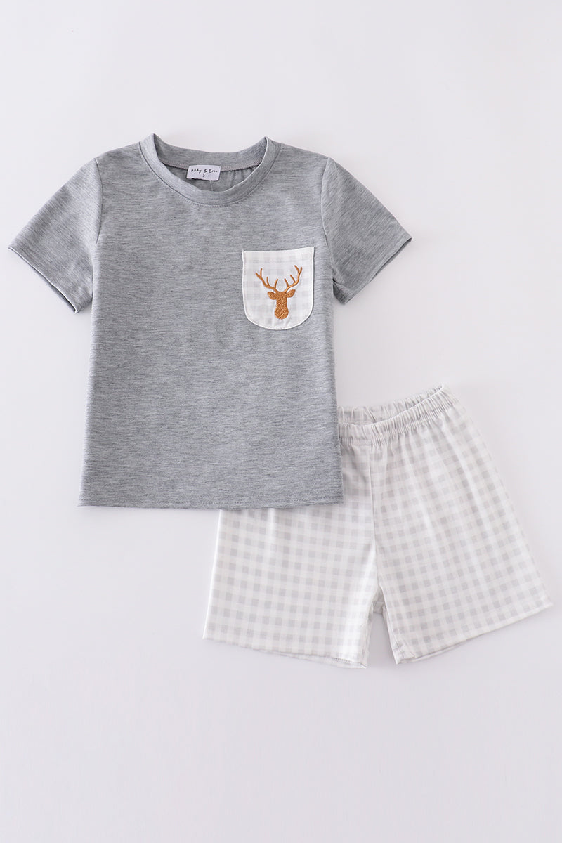 Grey deer embroidery set