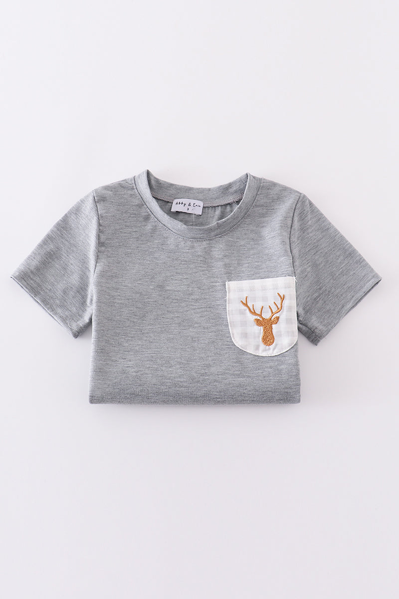 Grey deer embroidery set