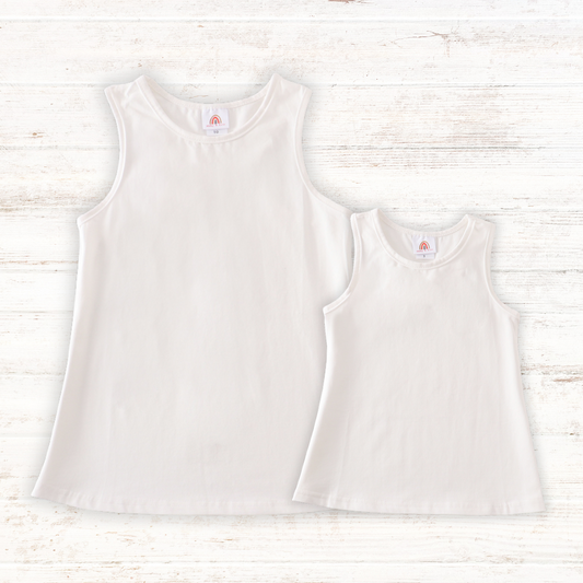 White blank basic kids teens adult tank top