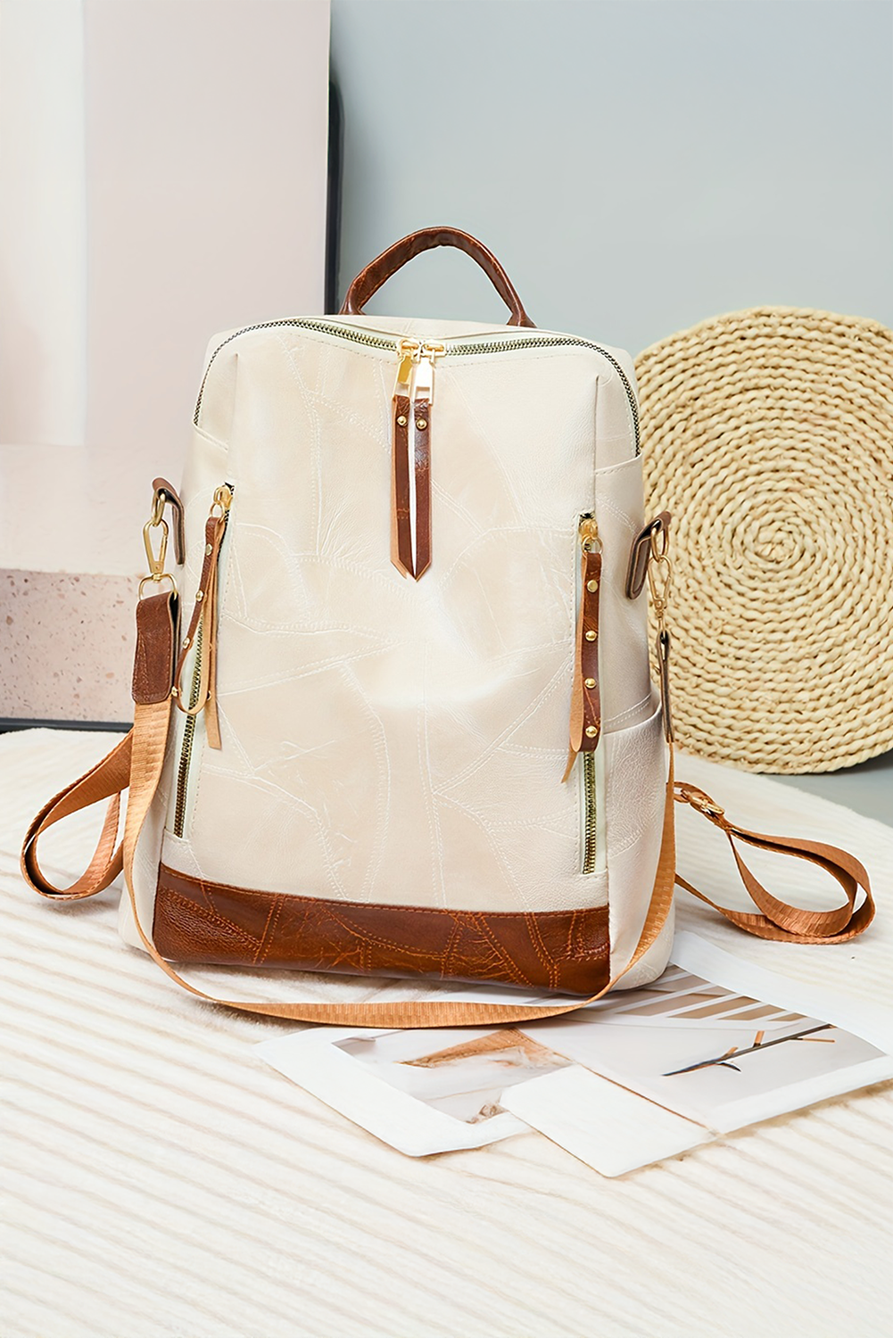 White Colorblock Large Backpack RTS