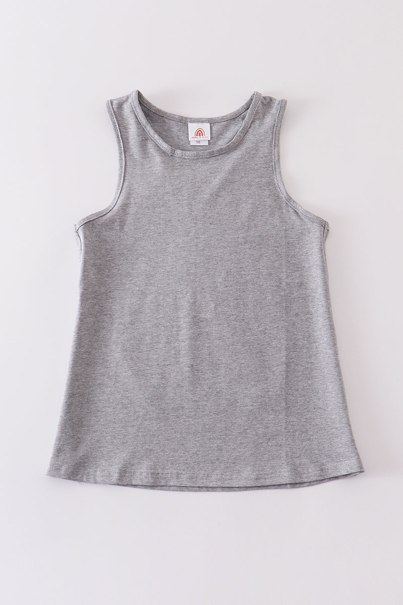 Heather grey blank basic kids teens adult tank top