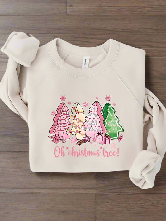 Oh Christmas Tree Pink Bella Canvas Sweatshirt