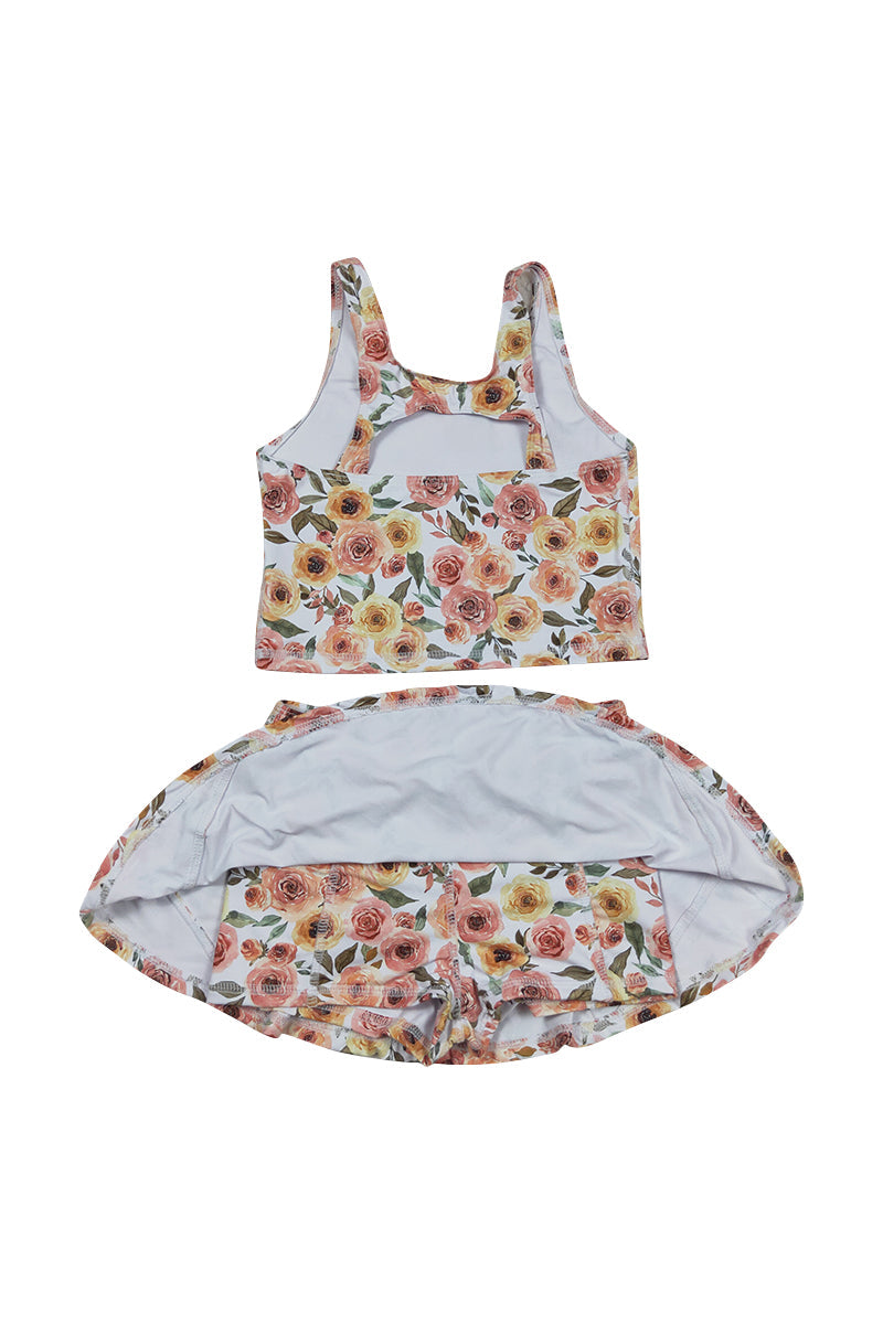 Floral print girl 2pc swimsuit