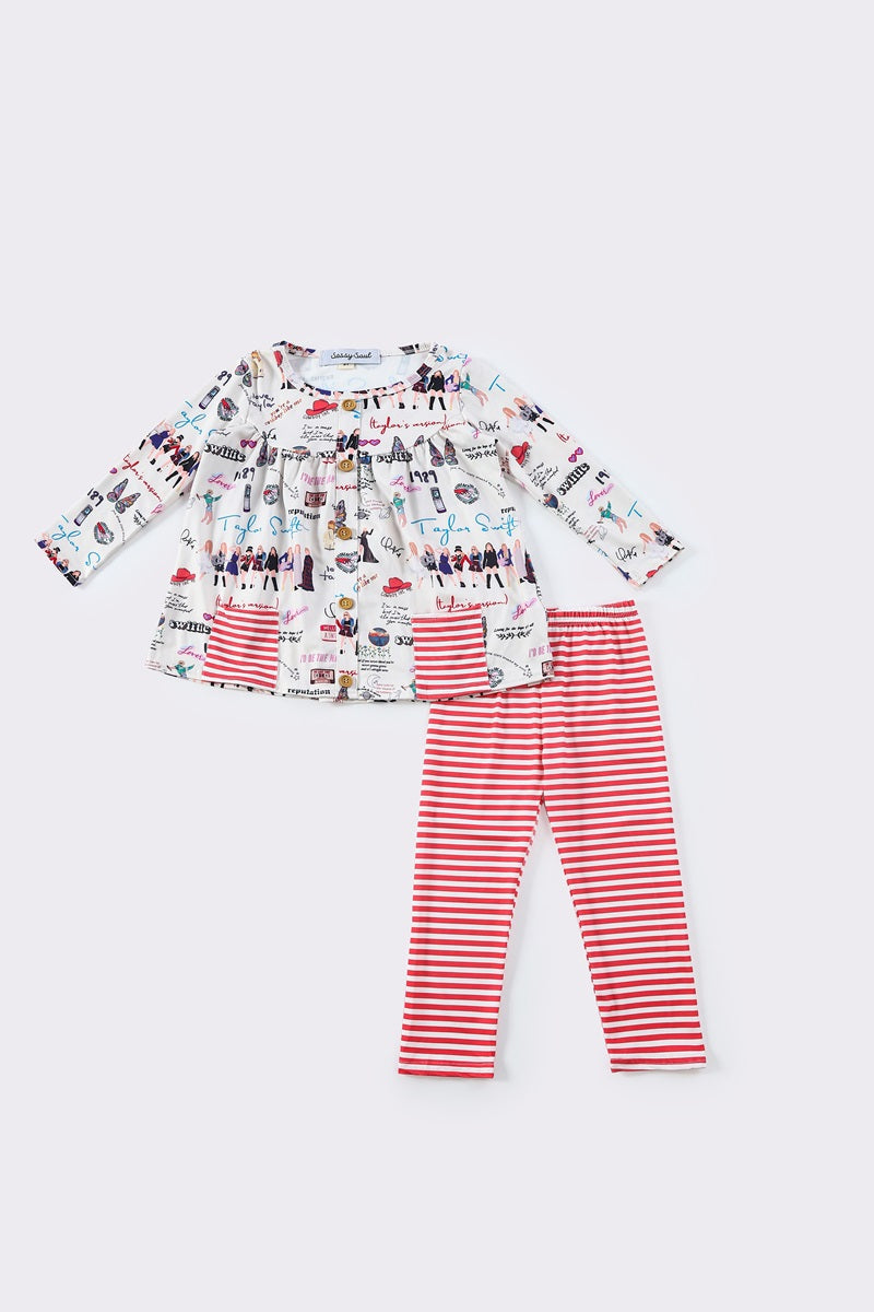 Red music fan pocket stripe set