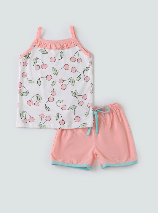 Coral cherry girl set