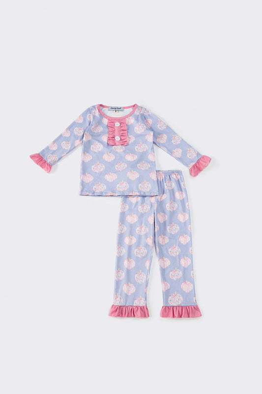 Pink pumpkin girl pajamas set