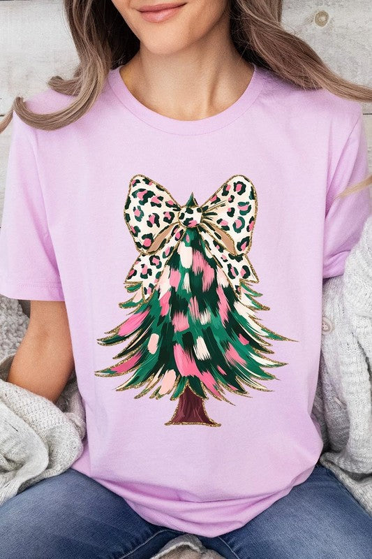 Faux Glitter Colorful Christmas Tree Graphic Tee