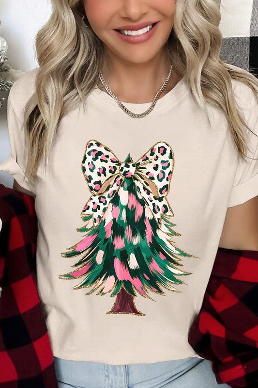 Faux Glitter Colorful Christmas Tree Graphic Tee