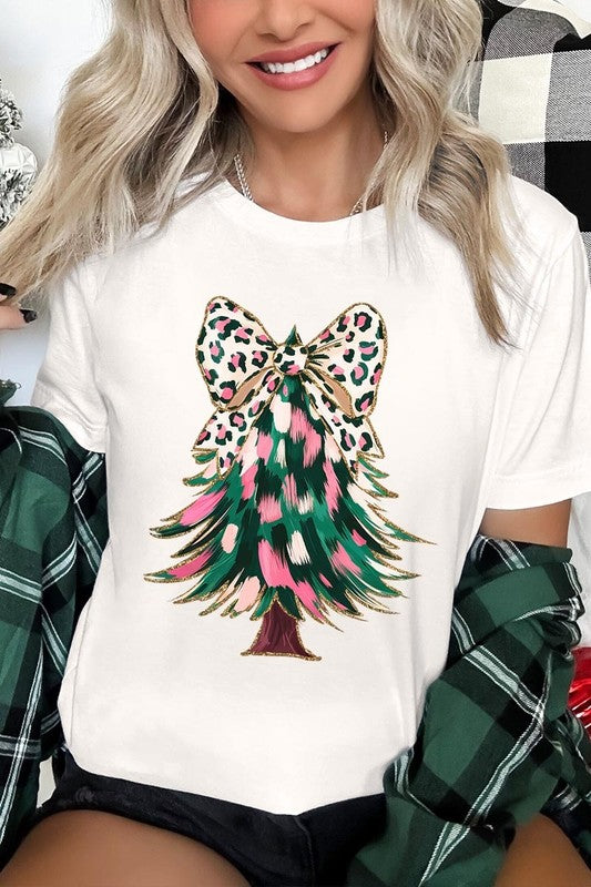 Faux Glitter Colorful Christmas Tree Graphic Tee