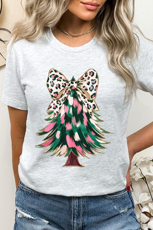 Faux Glitter Colorful Christmas Tree Graphic Tee