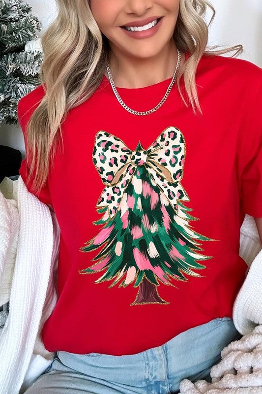 Faux Glitter Colorful Christmas Tree Graphic Tee