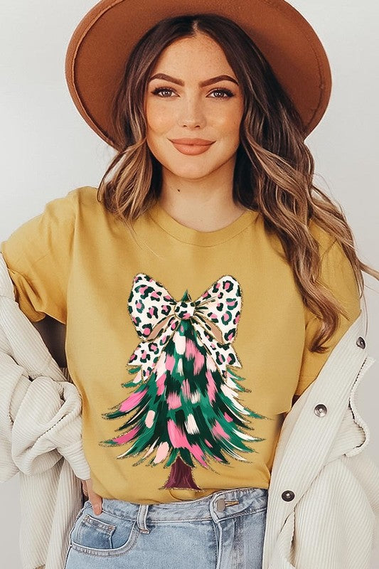 Faux Glitter Colorful Christmas Tree Graphic Tee