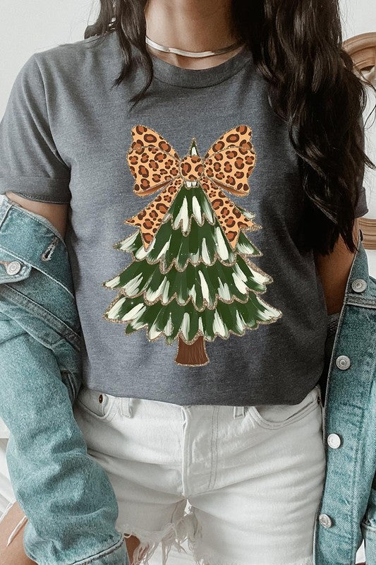 Faux Glitter Colorful Christmas Tree Graphic Tee