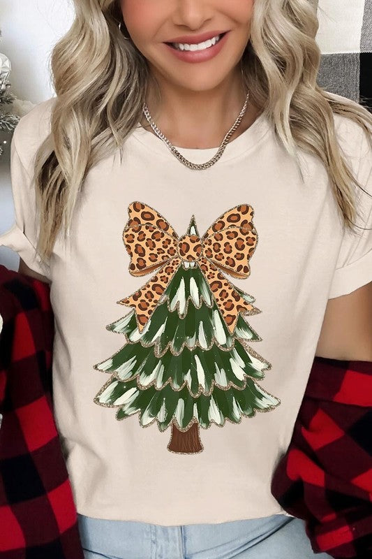 Faux Glitter Colorful Christmas Tree Graphic Tee