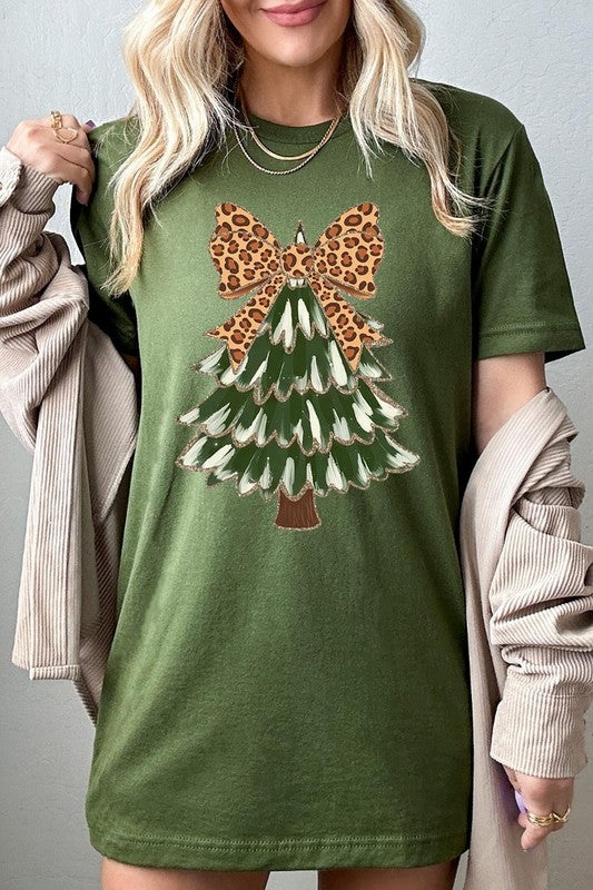 Faux Glitter Colorful Christmas Tree Graphic Tee