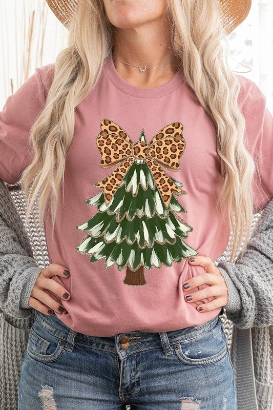 Faux Glitter Colorful Christmas Tree Graphic Tee