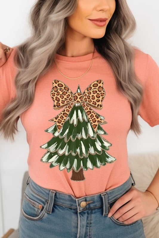 Faux Glitter Colorful Christmas Tree Graphic Tee