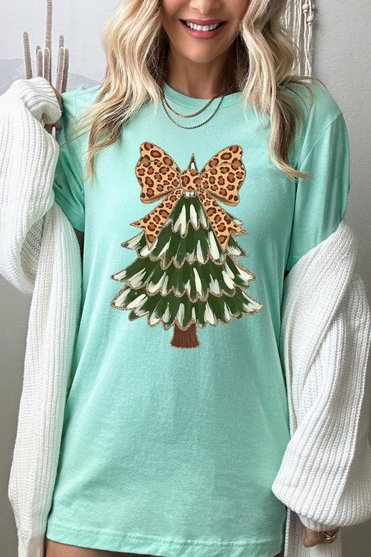 Faux Glitter Colorful Christmas Tree Graphic Tee