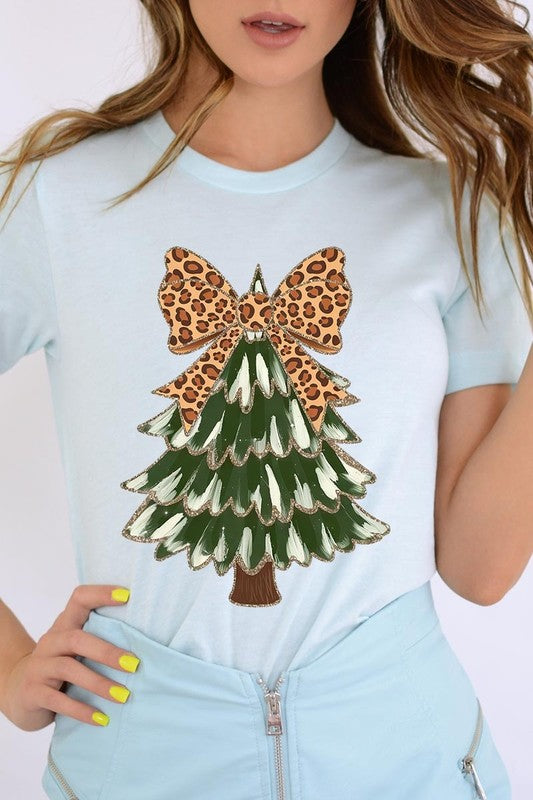 Faux Glitter Colorful Christmas Tree Graphic Tee