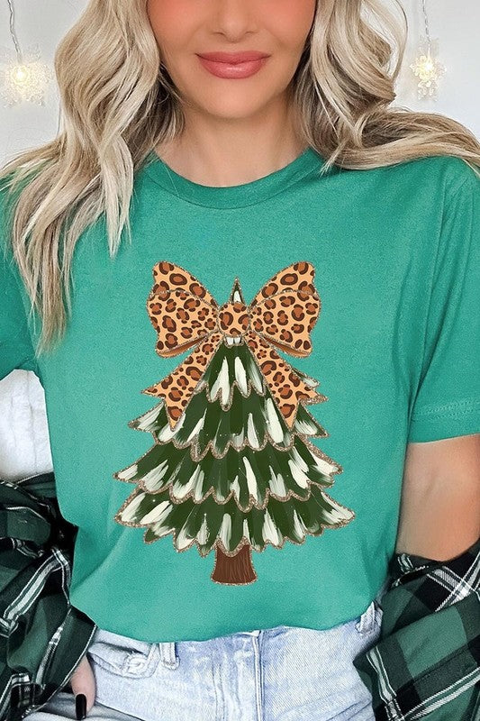 Faux Glitter Colorful Christmas Tree Graphic Tee