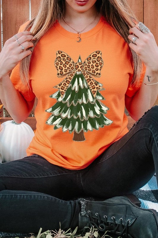 Faux Glitter Colorful Christmas Tree Graphic Tee