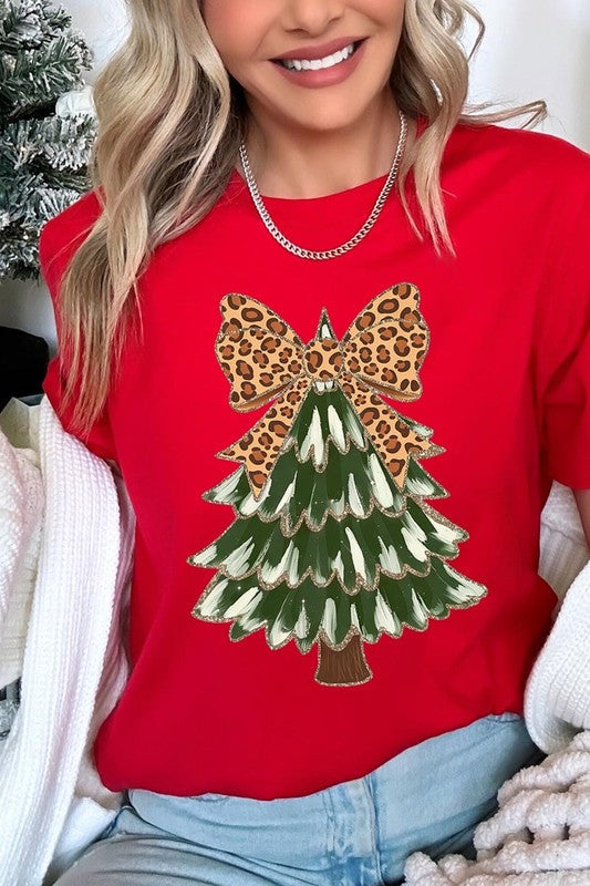 Faux Glitter Colorful Christmas Tree Graphic Tee