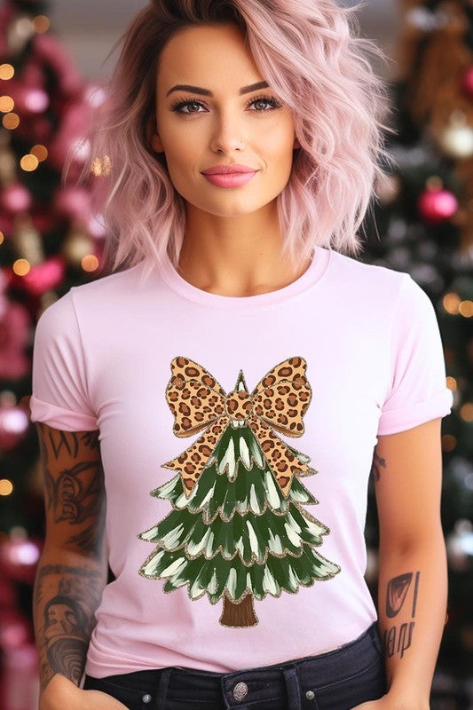 Faux Glitter Colorful Christmas Tree Graphic Tee