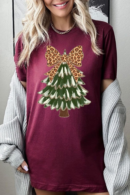 Faux Glitter Colorful Christmas Tree Graphic Tee