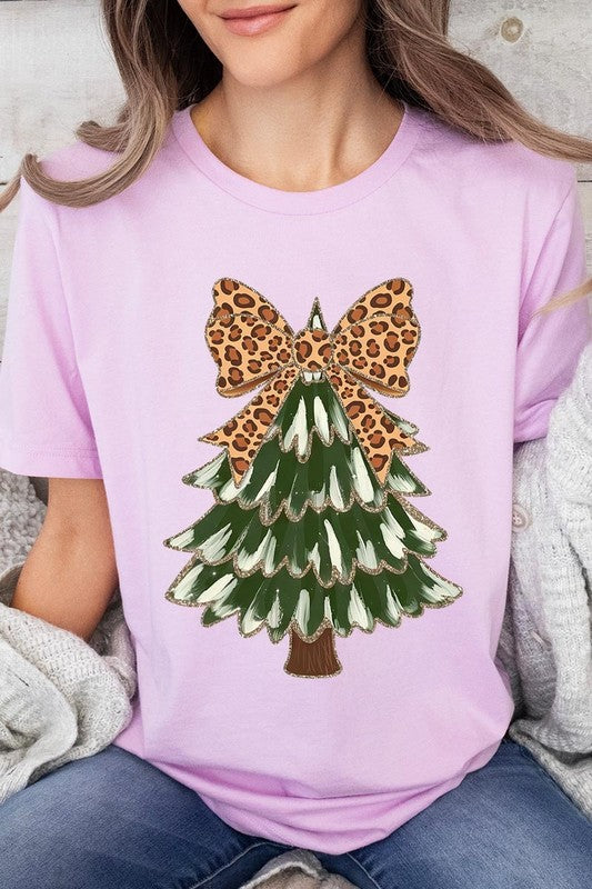 Faux Glitter Colorful Christmas Tree Graphic Tee