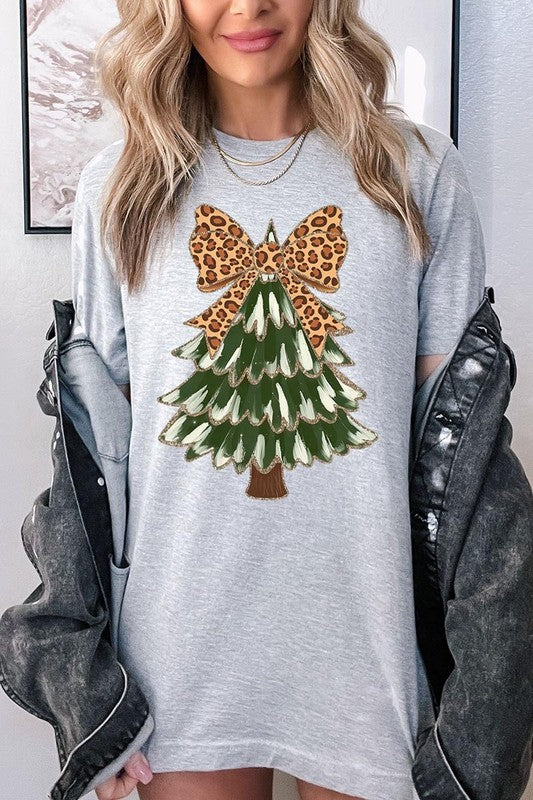 Faux Glitter Colorful Christmas Tree Graphic Tee