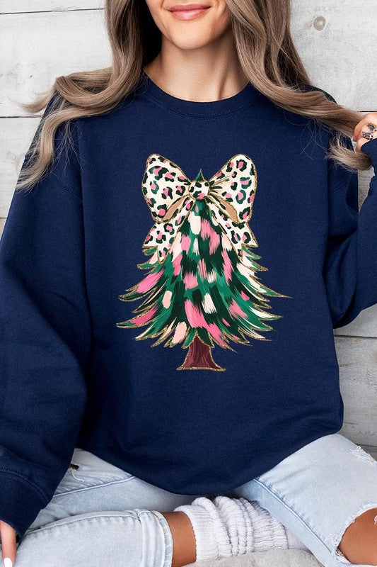 Faux Glitter Colorful Christmas Tree Sweatshirts