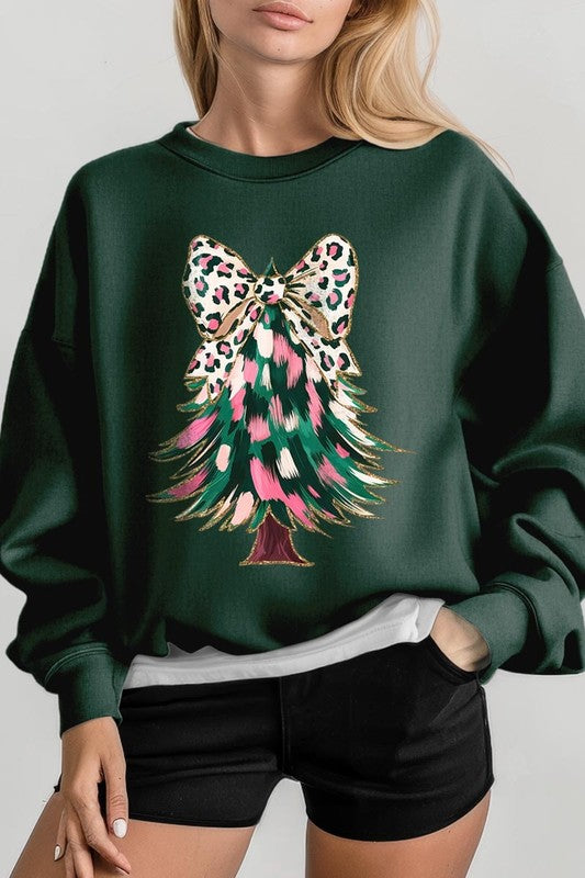 Faux Glitter Colorful Christmas Tree Sweatshirts