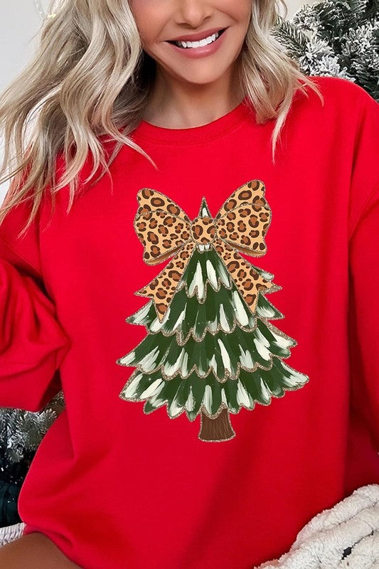 Faux Glitter Colorful Christmas Tree Sweatshirts