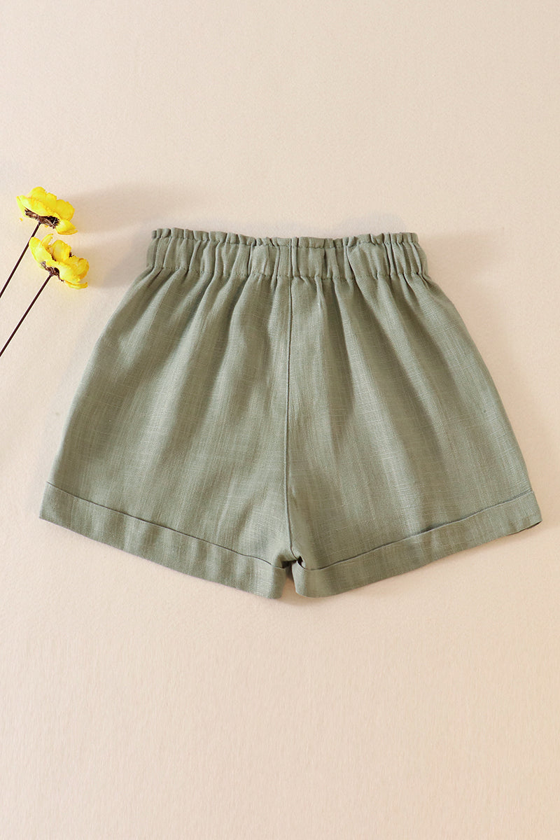 Sage linen girl shorts