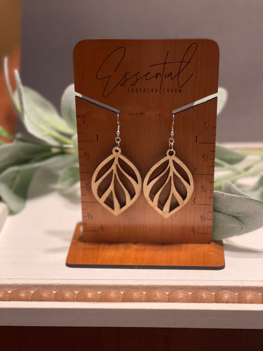 Leaf Earrings - Laser Cut/Wooden