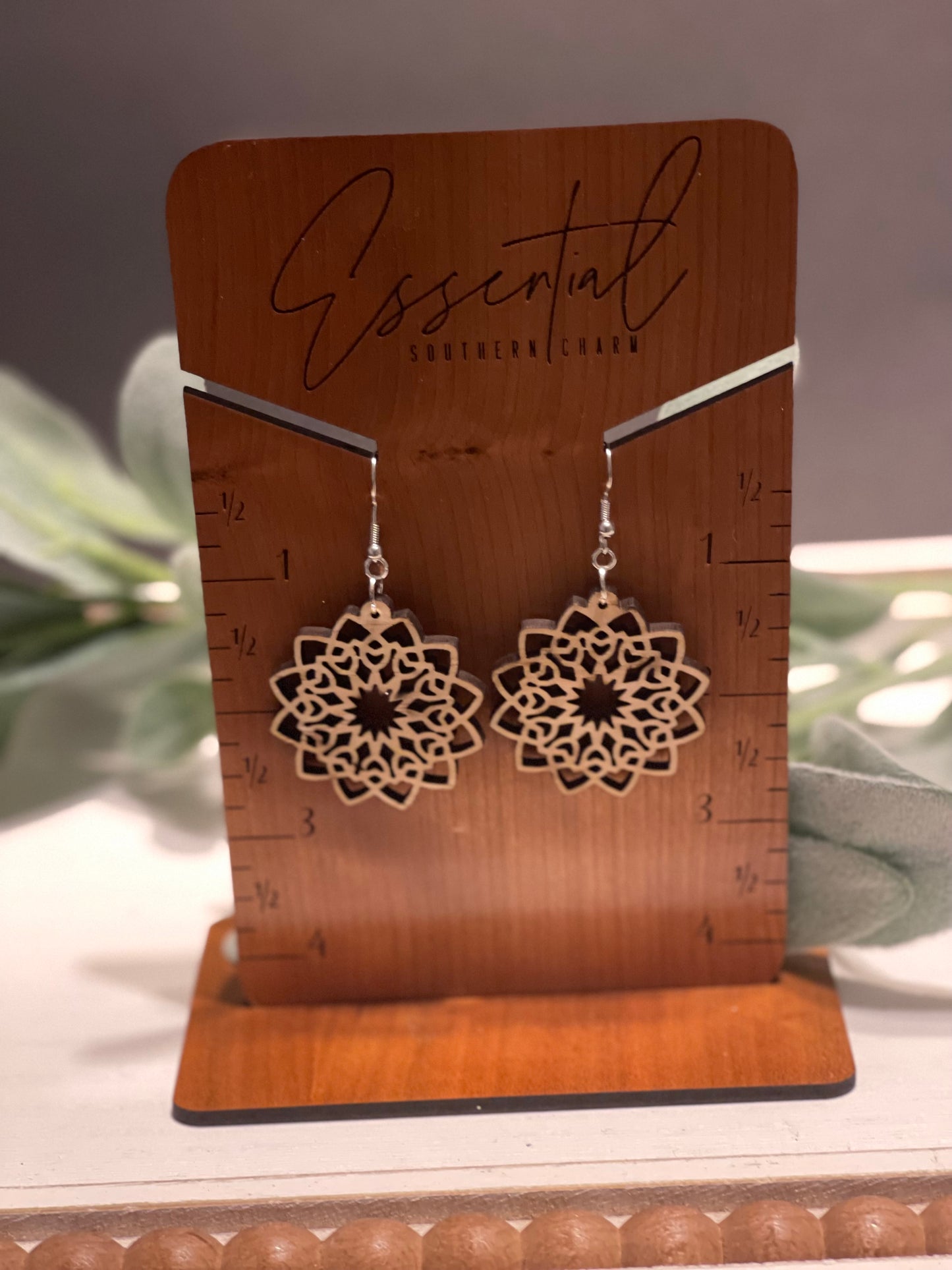 Mandala 1 Earrings - Laser Cut/Wooden