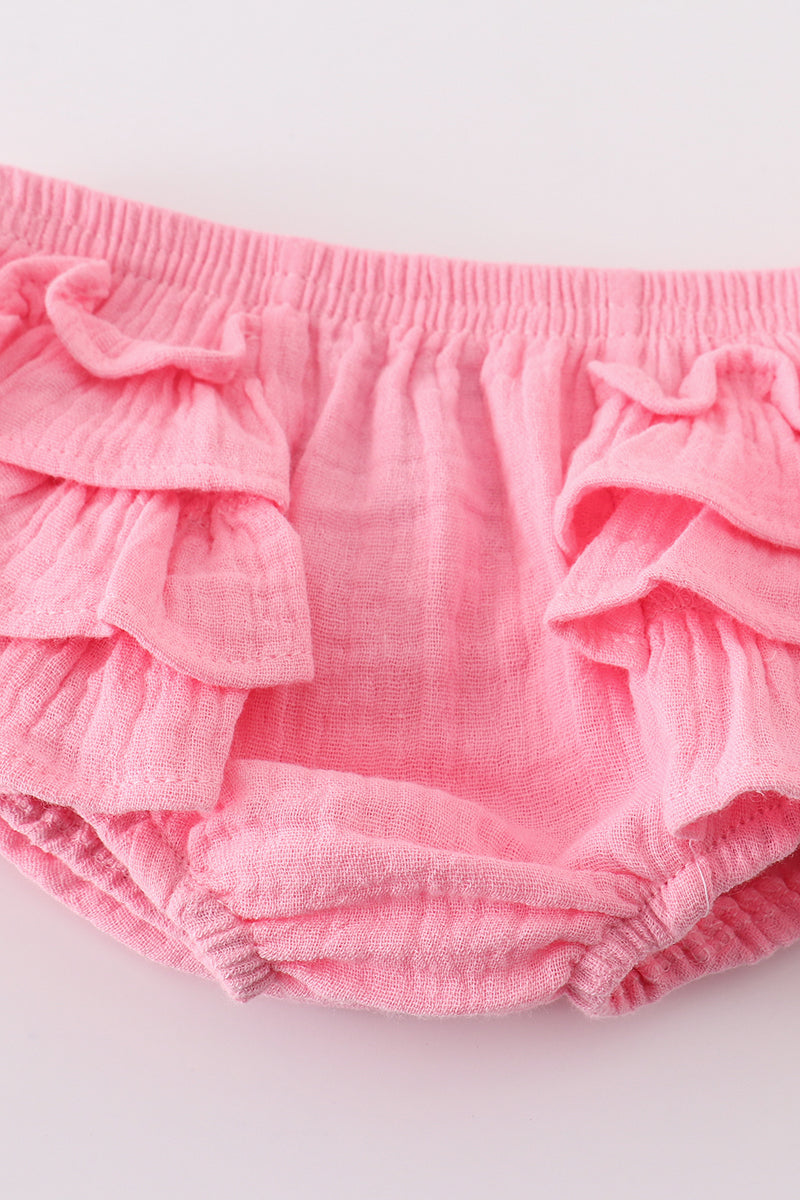 Premium Pink muslin stripe lemon baby set