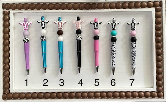 Silicone Beaded Ink Pens - Cows